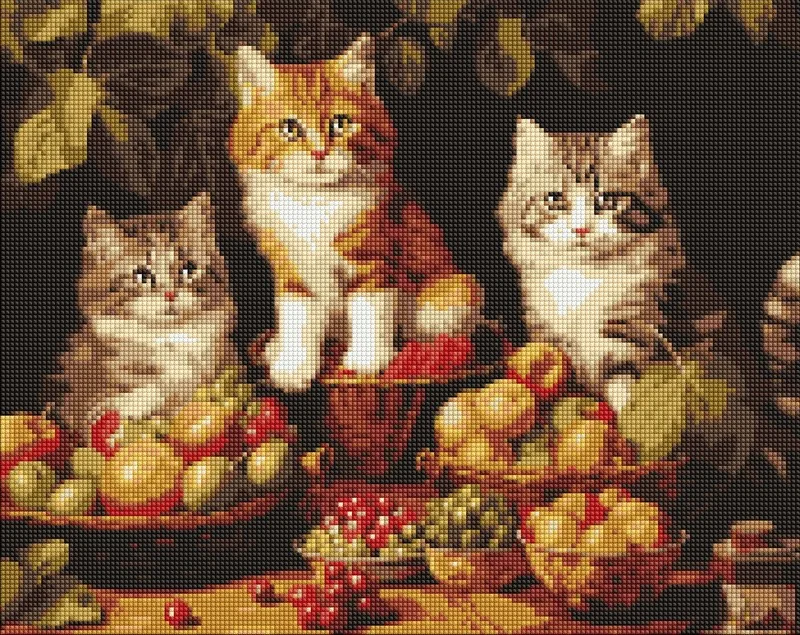 Мозаїка алмазна 40*50 см "Котики і фрукти"