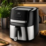 Мультипіч Sencor Vita Fryer, 1600Вт, чаша-6,5л, сенсорне керув., 10 програм, пластик, нерж. сталь-чорний — фото 1