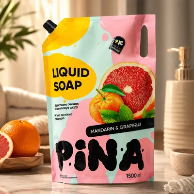 Мило рідке PINA Mandarin and grapefruit 1,5л дой-пак 20524