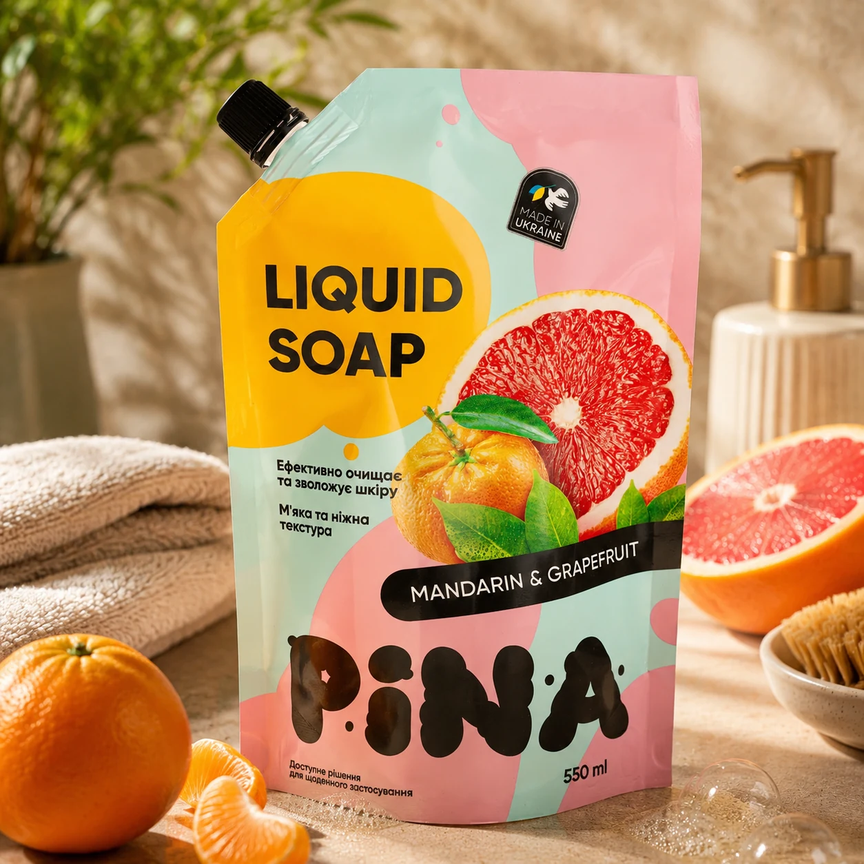 Мило рідке PINA Mandarin and grapefruit 550мл дой-пак 20517 — 