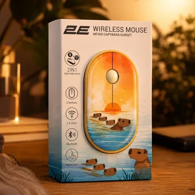 Миша бездротова 2E MF300 CAPYBARA:SUNSET Silent WL BT, жовтий (2E-MF300WCAPIBARAYW)