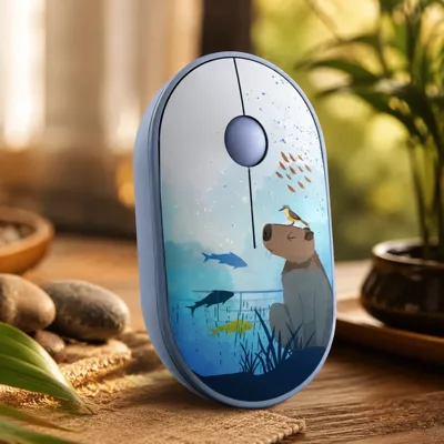 Миша бездротова 2E MF300 CAPYBARA:SWIM Silent WL BT, синій (2E-MF300WCAPIBARABL)