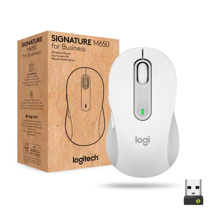 Миша бездротова Logitech Signature M650 L Wireless Mouse for Business Off-White (910-006349) — фото 2