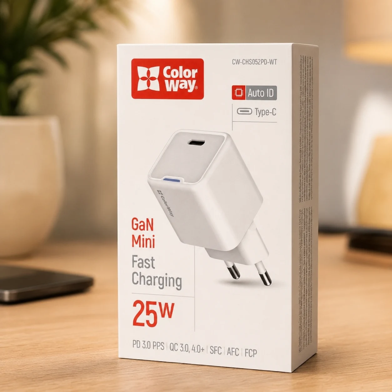 МЗП Colorway GaN Mini 25W PD Port PPS USB-C white (CW-CHS052PD-WT) — Мобільна техніка