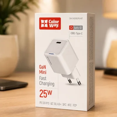 МЗП Colorway GaN Mini 25W PD Port PPS USB-C white (CW-CHS052PD-WT)