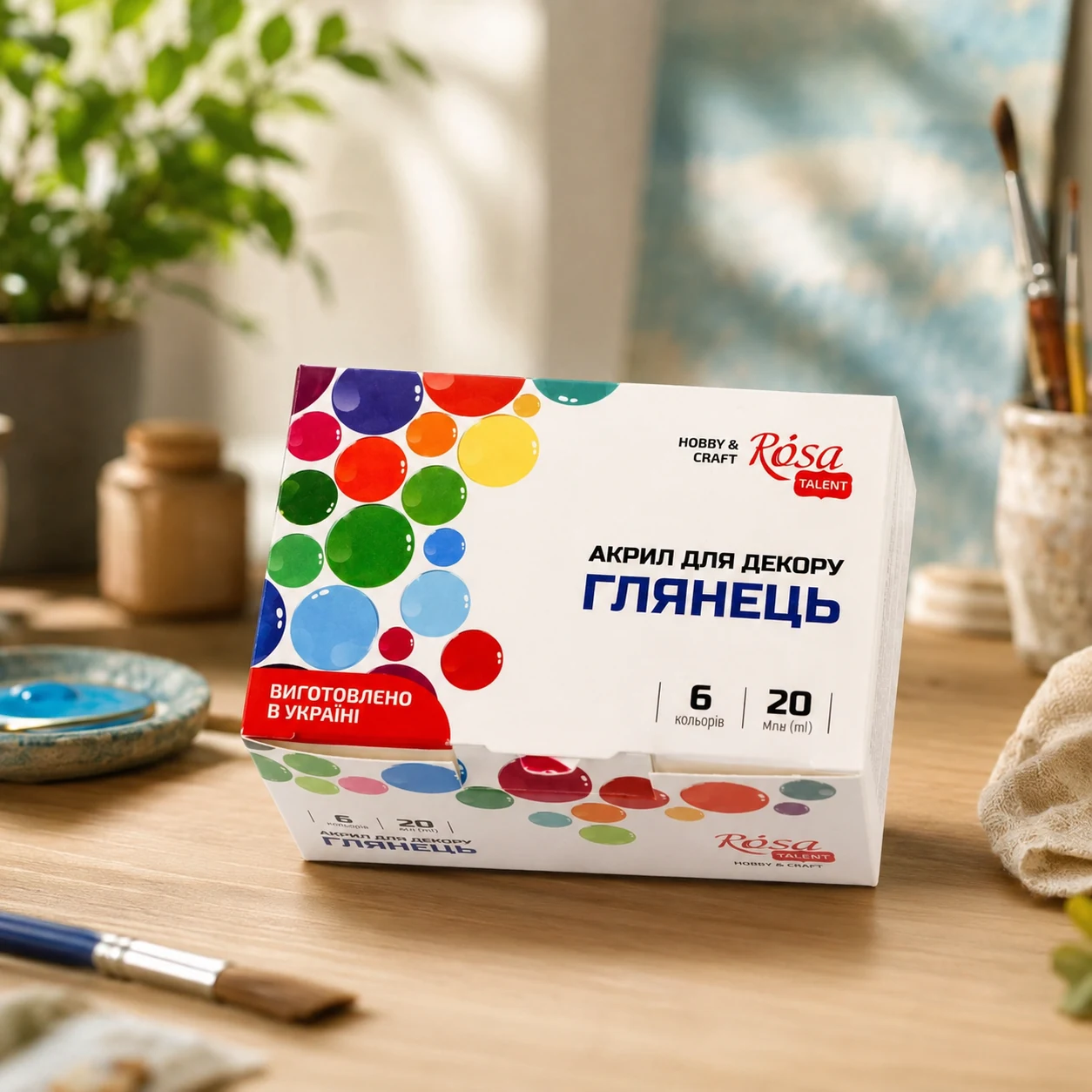 Набір акрилових фарб ROSA START глянцевий 6 кольорів — Хобі та декор