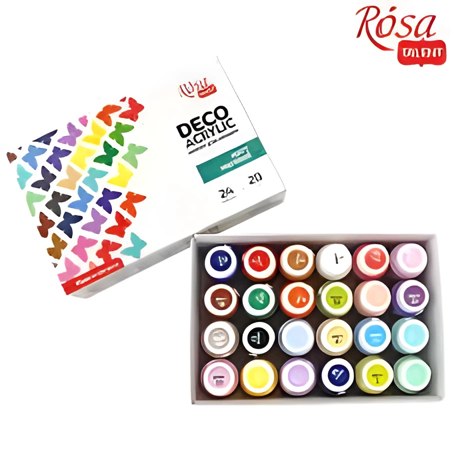 Набір акрилових фарб для декору матовий 24 кол*20 мл ROSA TALENT