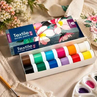 Набір акрилових фарб для розпису тканин Flowers 12x10мл Arteo