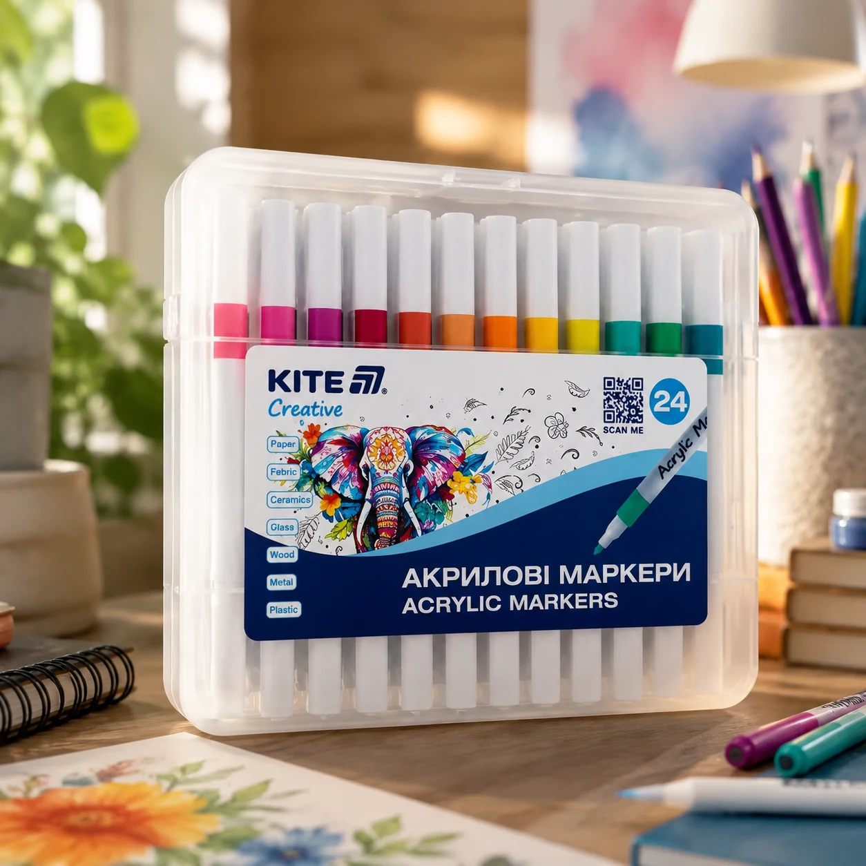 Набір акрилових маркерів Kite Creative 24шт K-1157