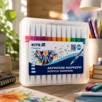 Набір акрилових маркерів Kite Creative 24шт K-1157