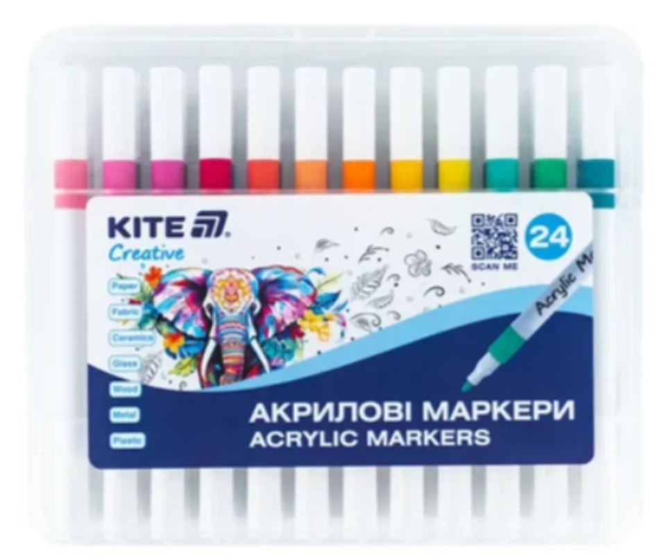 Набір акрилових маркерів Kite Creative 24шт K-1157 — фото 2