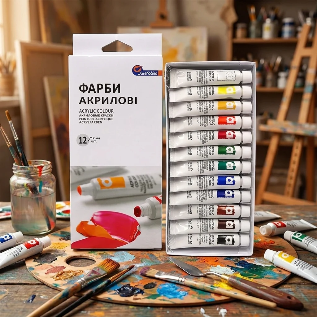 Набір акрилу 12 кольорів 12 мл "Basics" в тубах