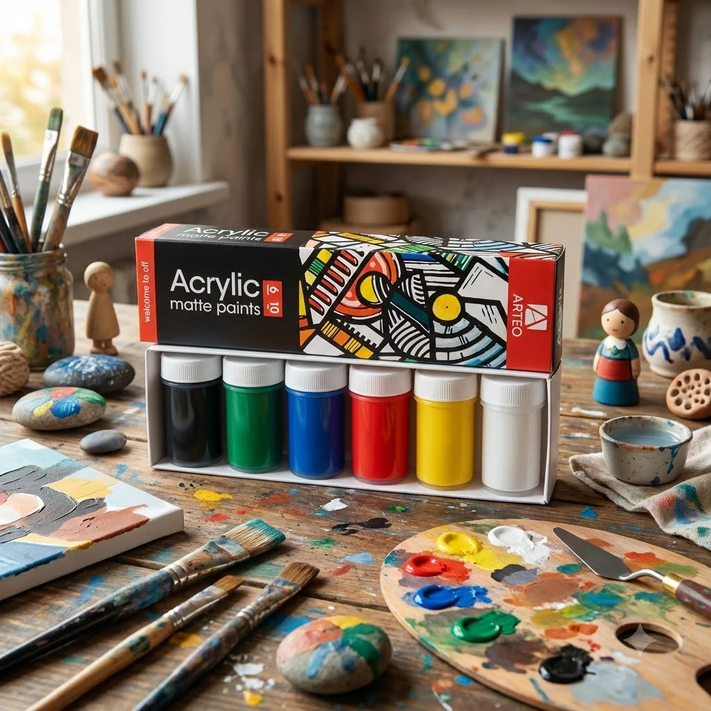 Набір акрилу 6 кольорів по 10 мл, матовий "Art", Arteo