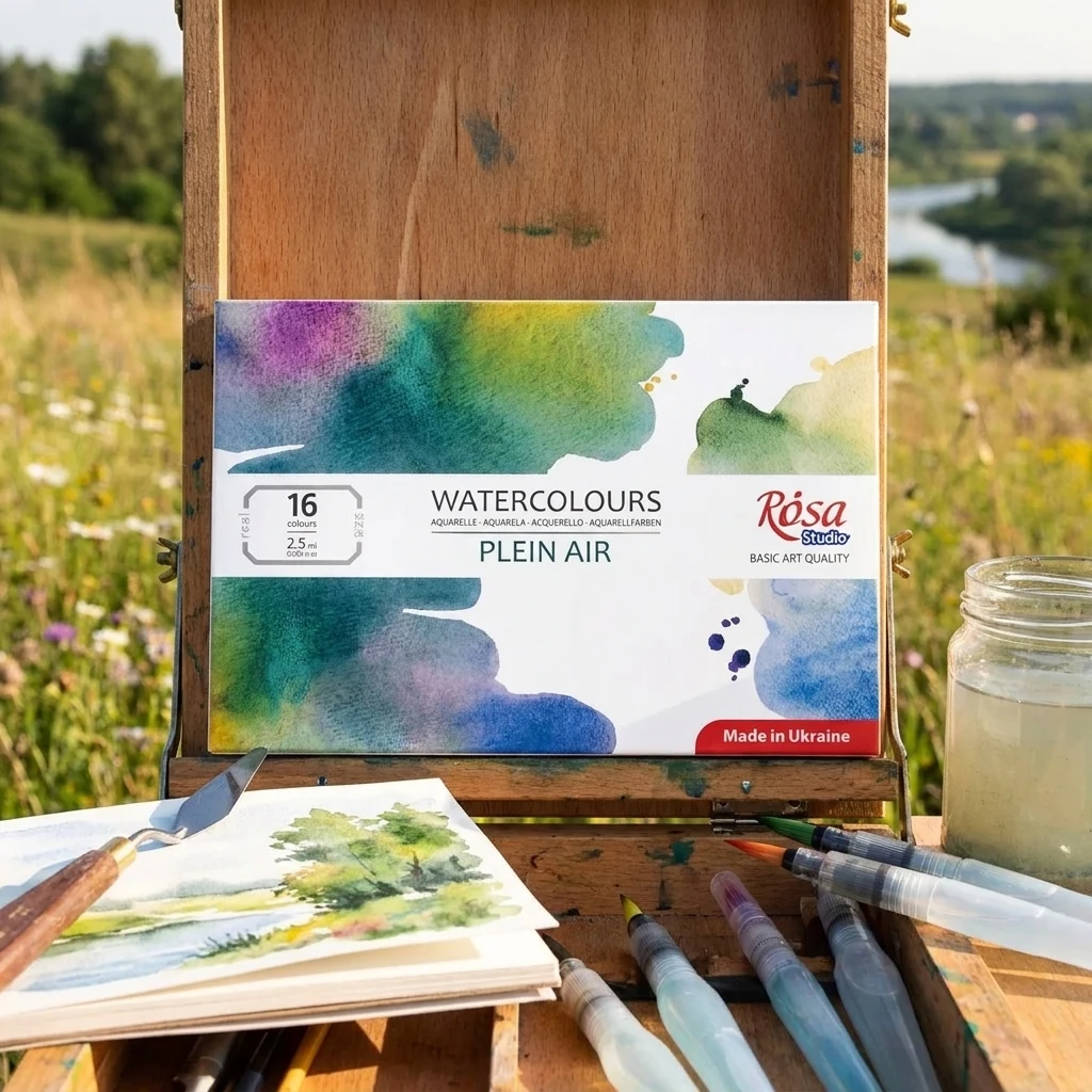 Набiр акварелі художньої 16 кольорів, кювета 2,5мл, "PLEIN AIR", Rosa Studio