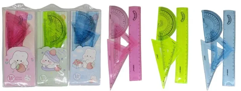 Набір для креслення: лінійка 20 см, 2 трикутника, транспортир, "Flex" — фото 2