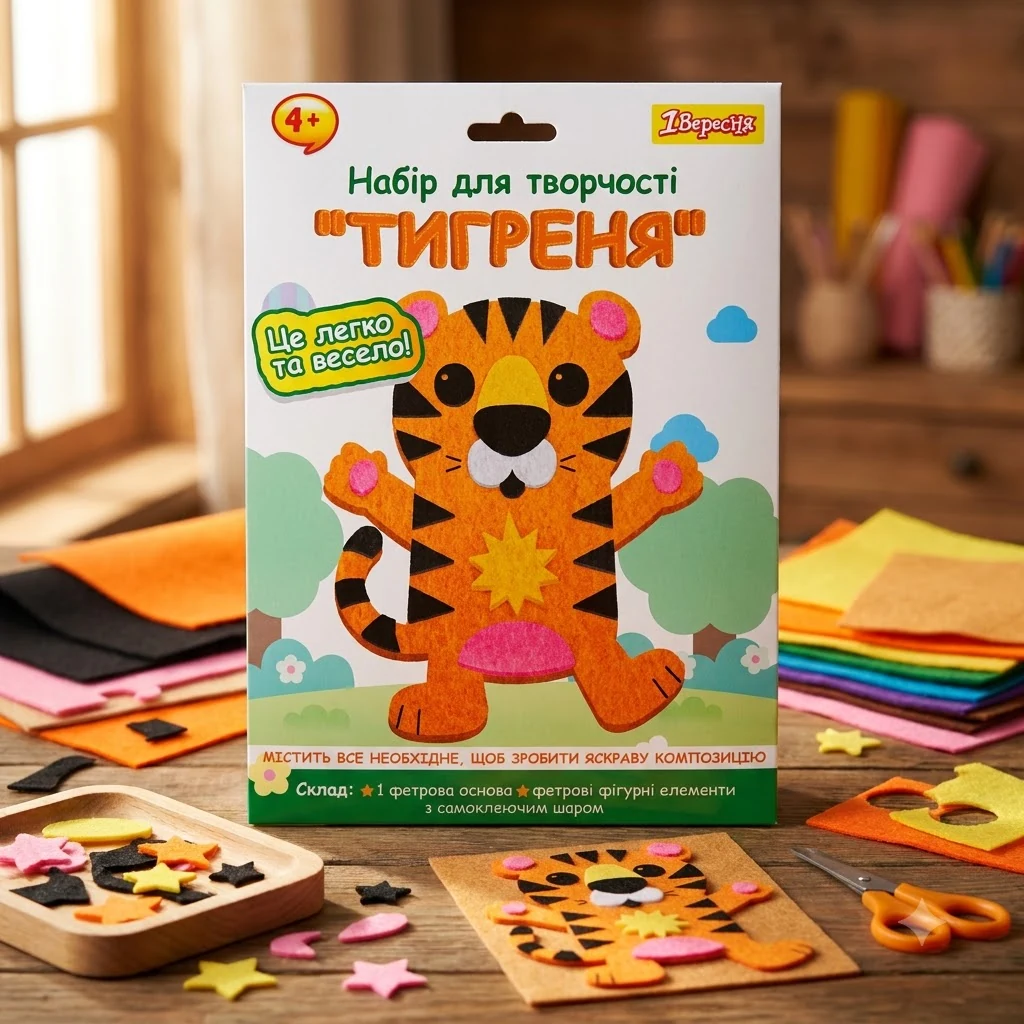 Набір для творчості 1Вересня "Тигреня", аплікація з фетру