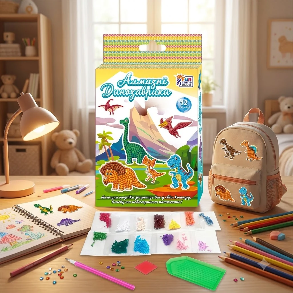 Набір для творчості "Алмазні стікери "Динозаврики" 4FUN Game Club