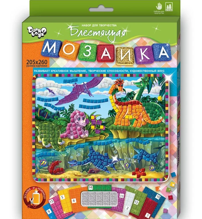 Набір для творчості "Блискуча мозаїка" кольор.палєтки Danko toys — фото 2