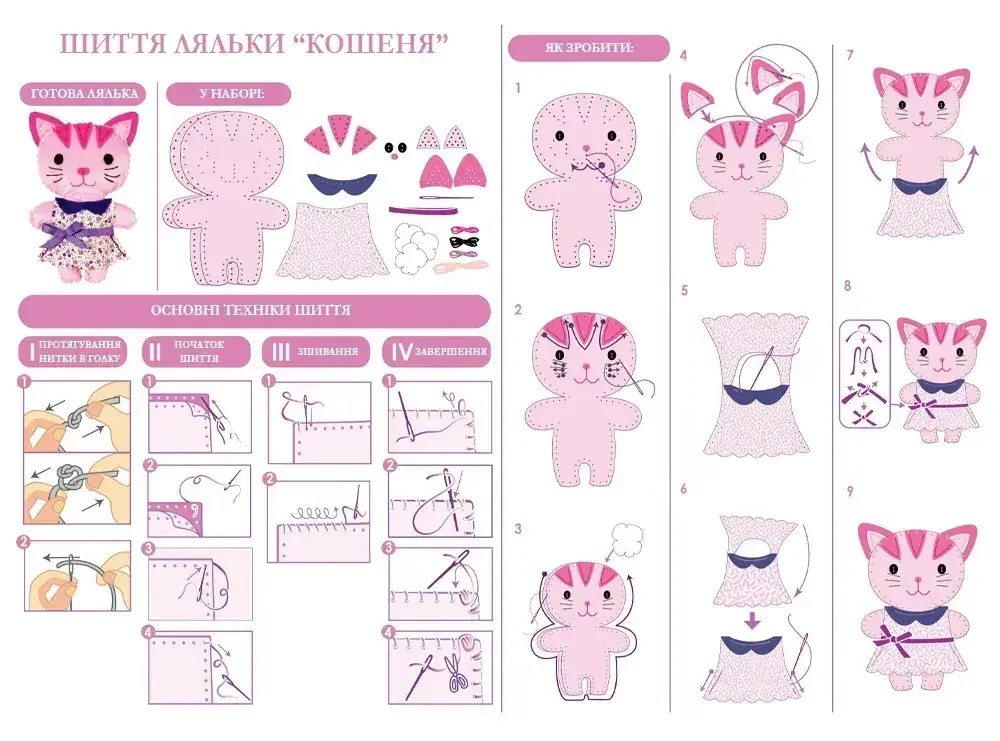 Набір для творчості.Шиття ляльки "Кошеня". 6+ Avenir — фото 4