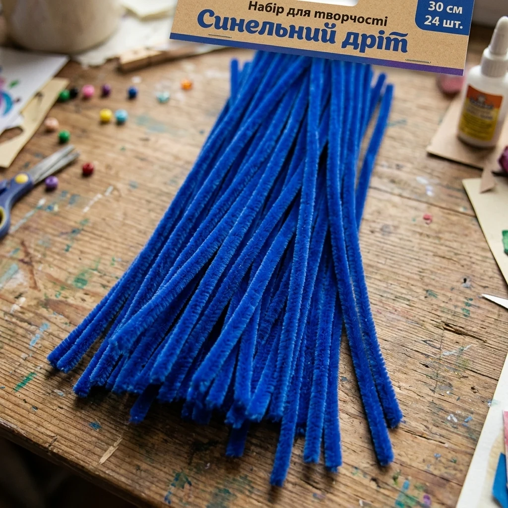 Набір для творчості "Синельний дріт" 30 см 24 штуки синій