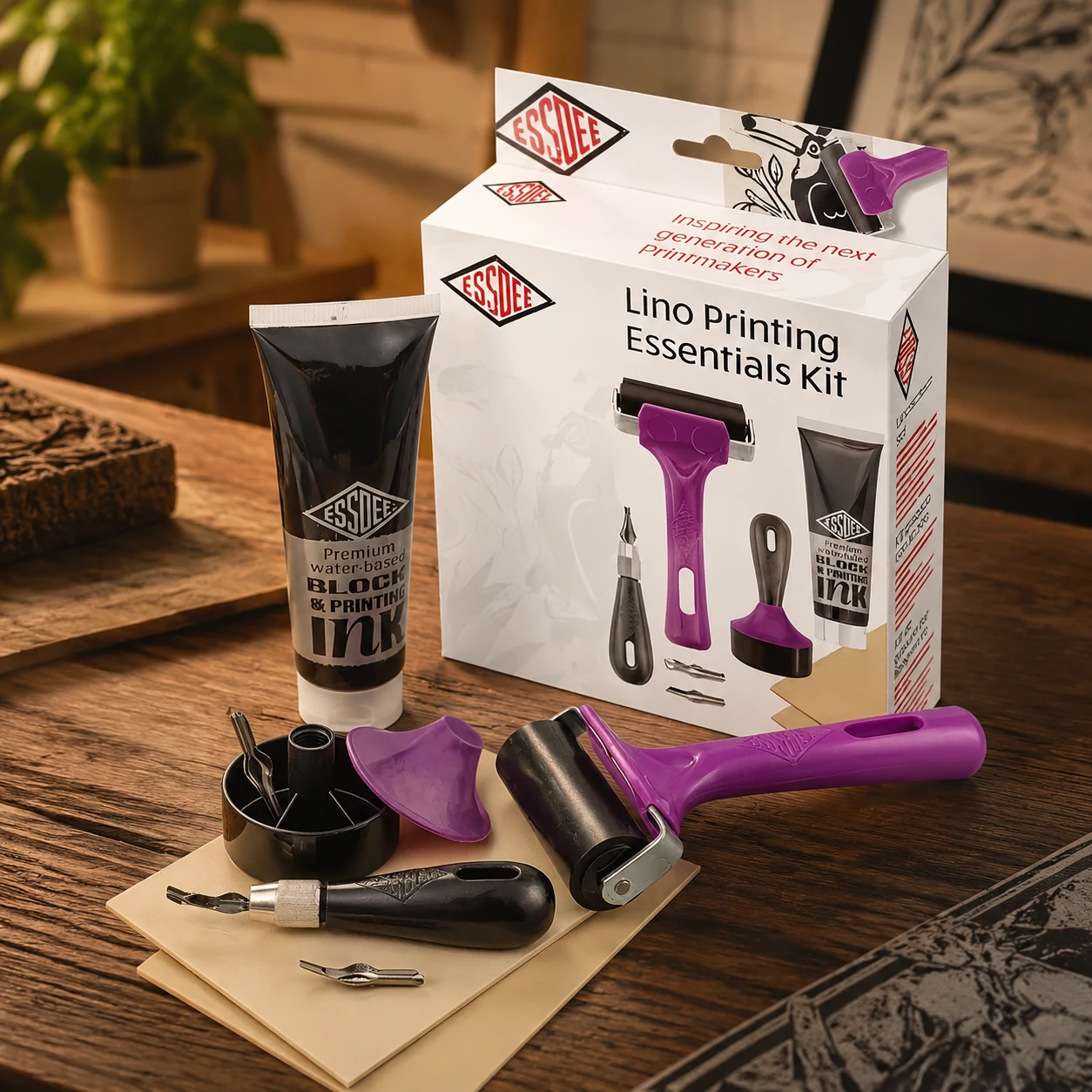 Набір для ліногравюри Essdee з валиком і різцями — Хобі та декор
