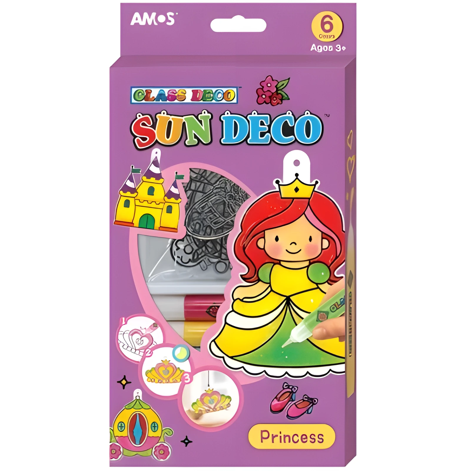 Набір для творчості Sun Deco Принцеса Amos вітраж 6 кольорів 10.5мл