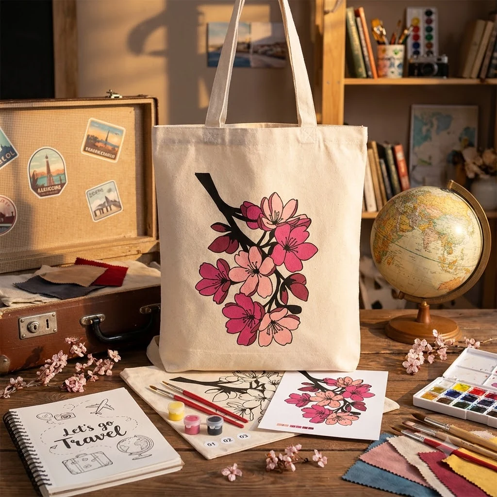 Набір, екосумка-розмальовка, „Lets go Travel“, 38х42см, ROSA Talent