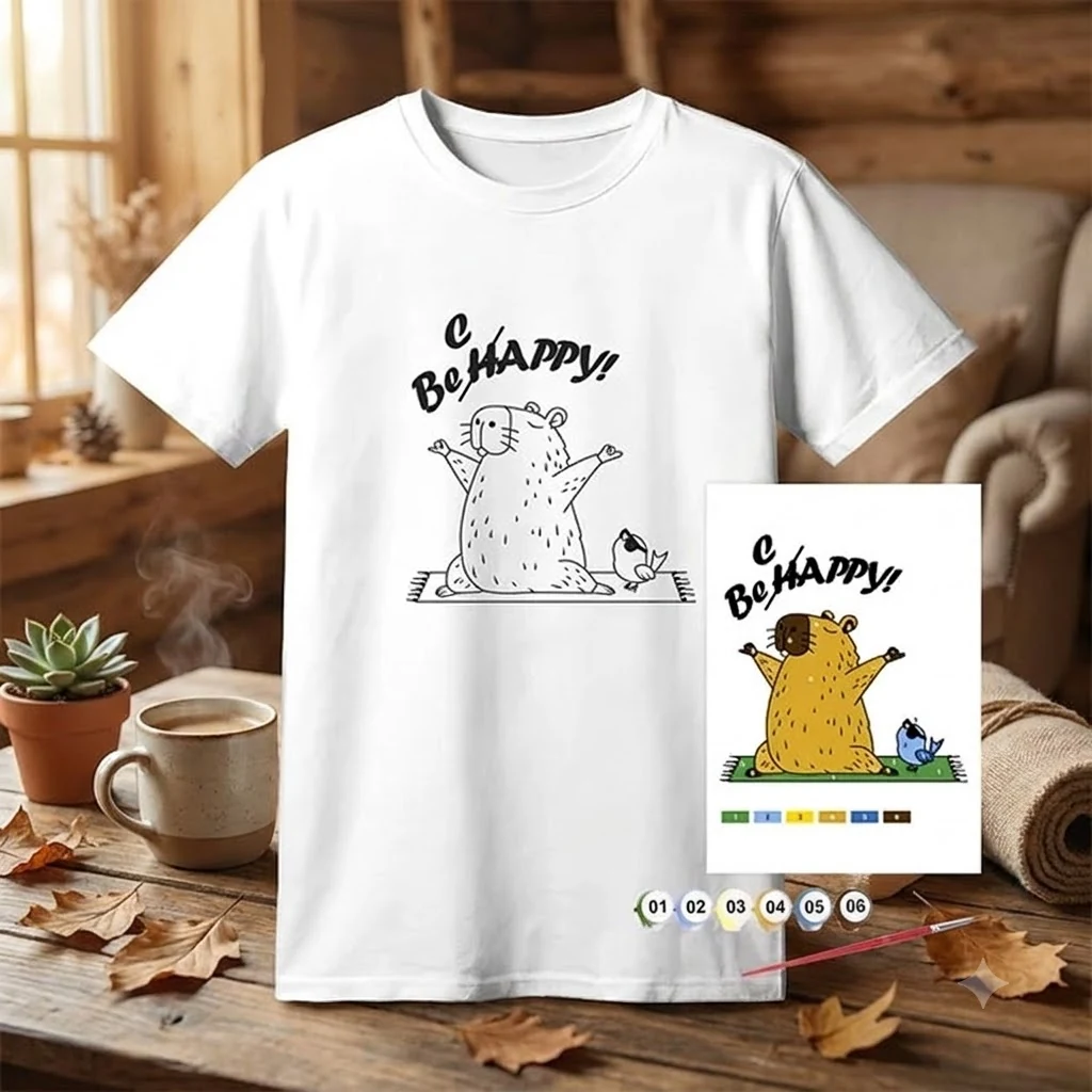 Набір, футболка-розмальовка, „Be Cappy“, бавовна 100%, розмір XS