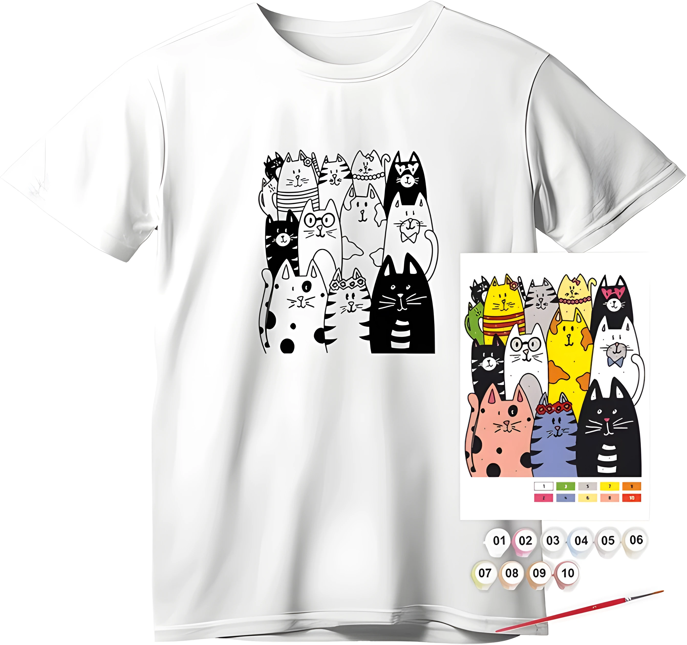 Набір футболка-розмальовка ROSA Talent Котики бавовна S