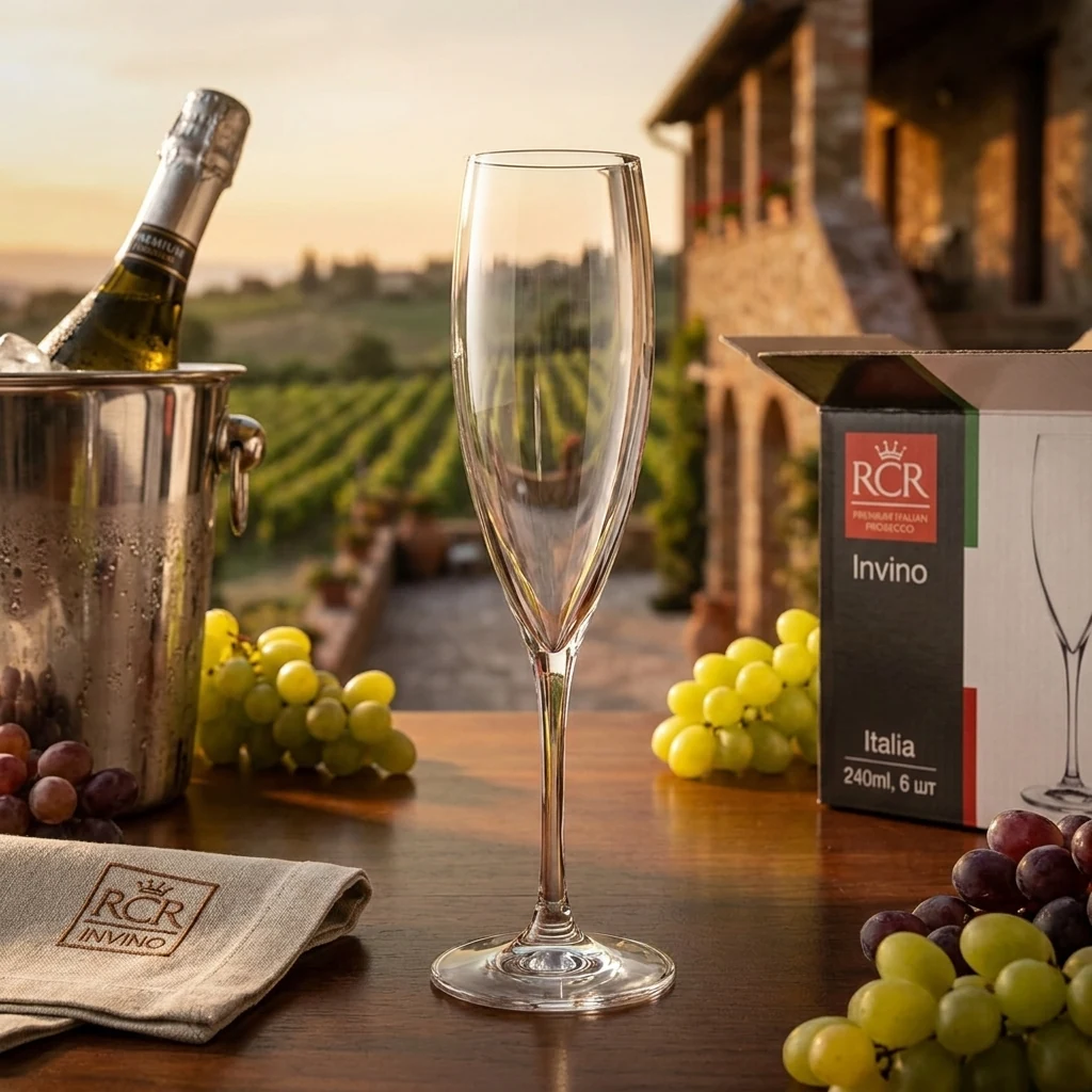 Набір келихів для шампанського 240 мл 6 шт Invino RCR Італія
