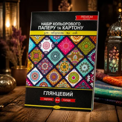 Набір кольорового картону та паперу Апельсин Premium А4 КПК-А4-16 2021 8+8 кольорів