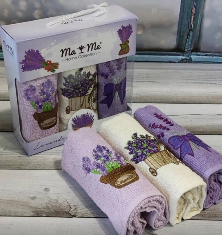 Набір кухонних махрових рушників 30х50 см, 3 штуки, Mame lavender — фото 2