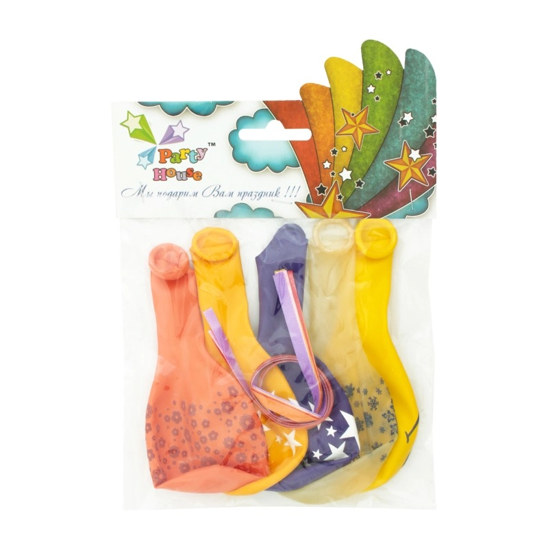 Набір кульки 12 дюймів А-клас зі стрічкою, 5 шт — фото 2