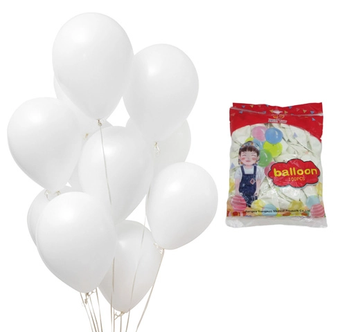 Набір латексн повітряних куль 100шт 30см білі матові 302-5 — фото 2
