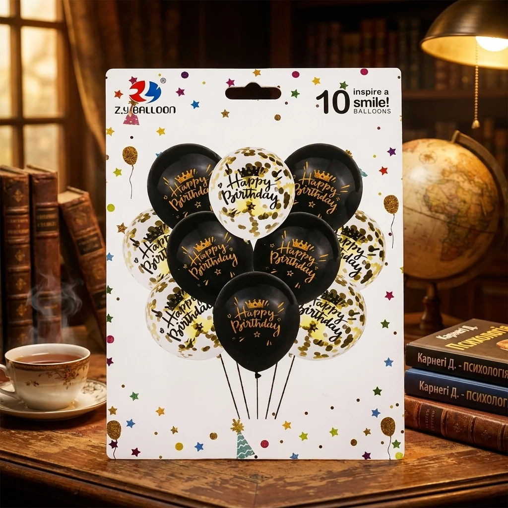 Набір латексних кульок 10 штук 30 см "Happy birthday"
