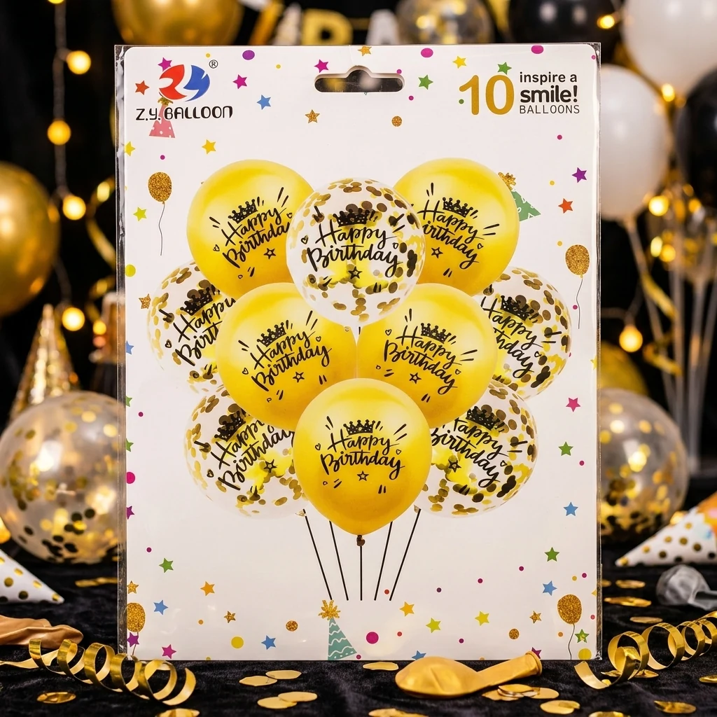 Набір латексних кульок 10 штук 30 см "Happy birthday"