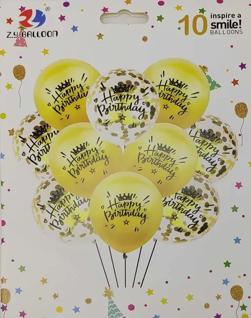 Набір латексних кульок 10 штук 30 см "Happy birthday"