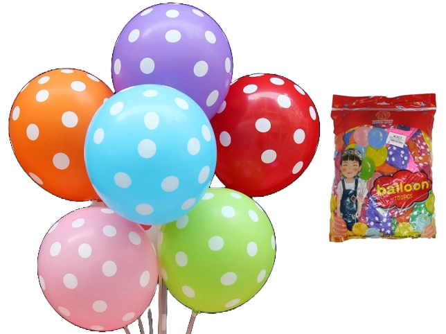 Набір латексних повітряних куль 100шт 30см Горох асорті 302-2 — фото 2