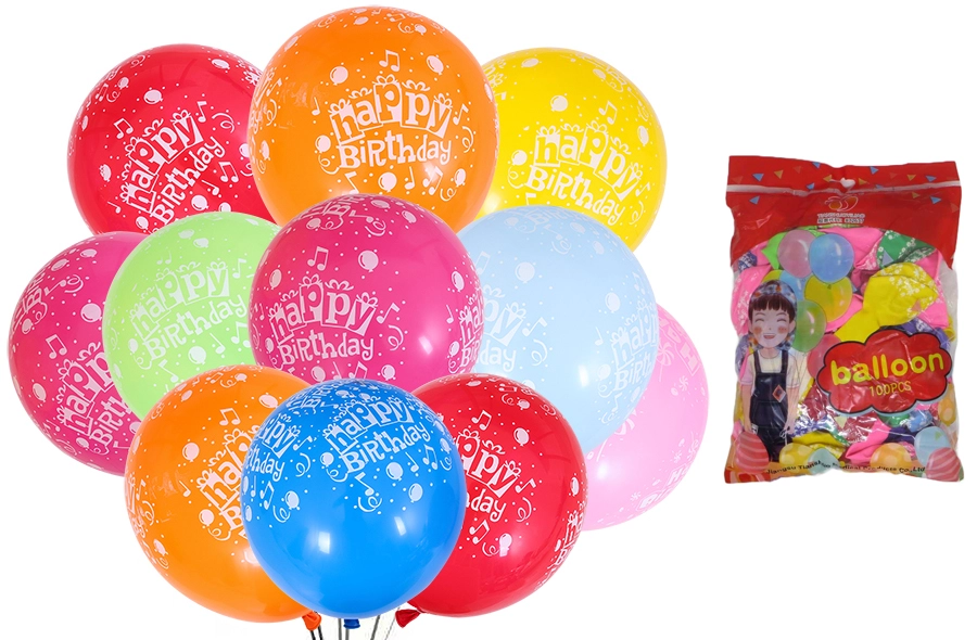 Набір латексних повітряних куль 100шт 30см Happy birthday асорті 302-1 — фото 2