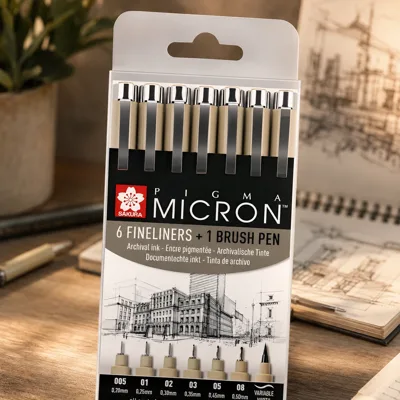 Набір лінерів PIGMA Micron 6шт+PIGMA BRUSH В ПОДАРУНОК Sakura