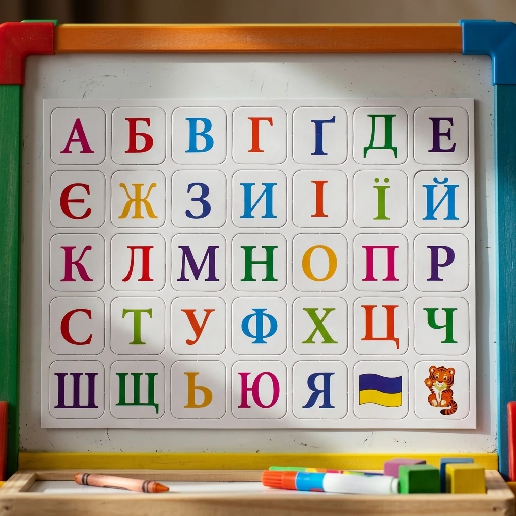 Набір магнітів, що навчають "Український алфавіт" планшет 18*23см