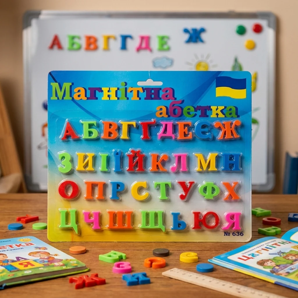 Набір магнітів, що навчають "Український алфавіт" планшет 21*25см