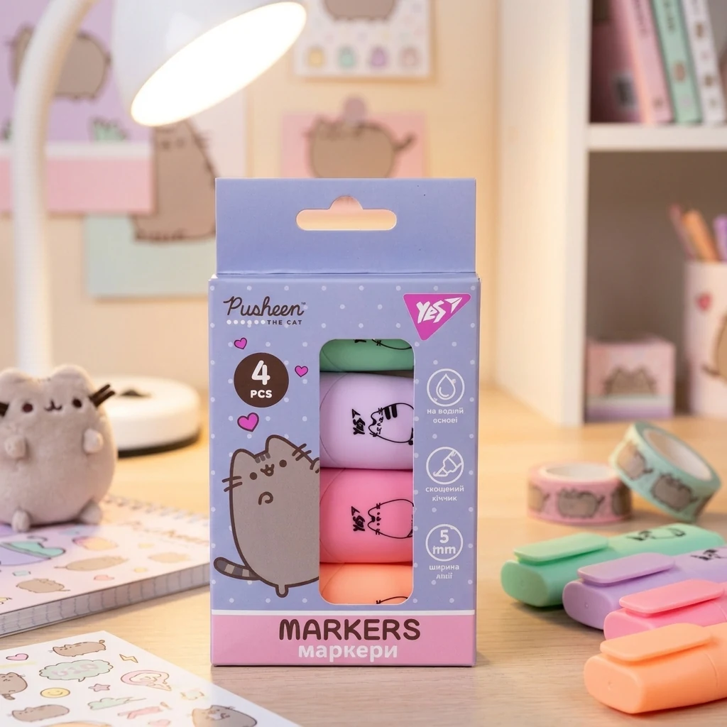 Набір маркерів 4 штуки, "Pusheen" Yes