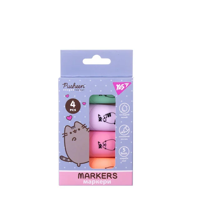 Набір маркерів 4 штуки, "Pusheen" Yes