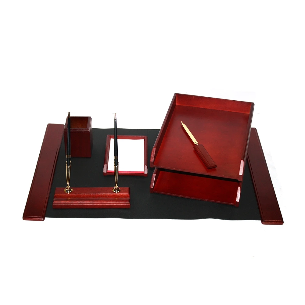 Набір настільний Good Sunrise 6 предметів з дерева темно-бордовий — Ручки та олівці