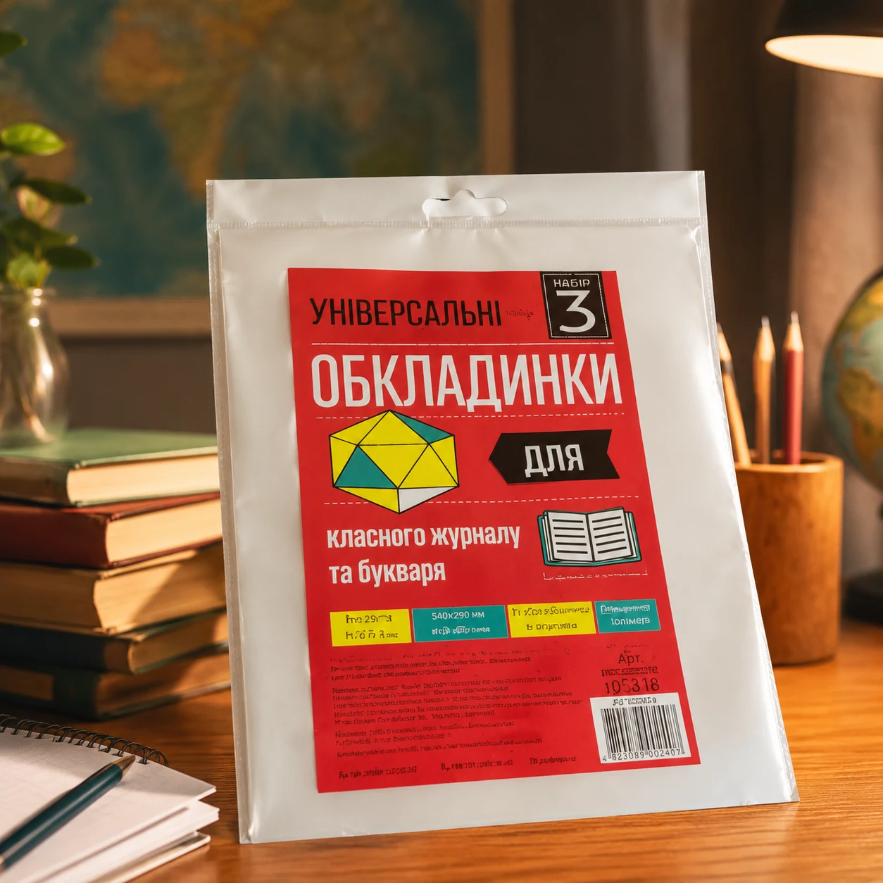 Набір обкладинок універсальних для підручників, канц. книг h 290 Всі по 3 540х290 мм 150 мкм 105318 — Шкільні канцтовари