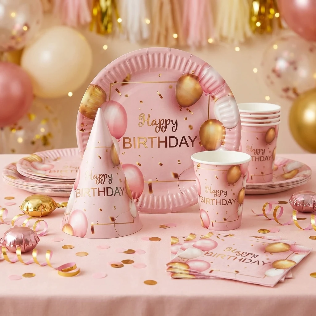 Набір паперової 30 предметів на 10 персон "Happy Birthday"