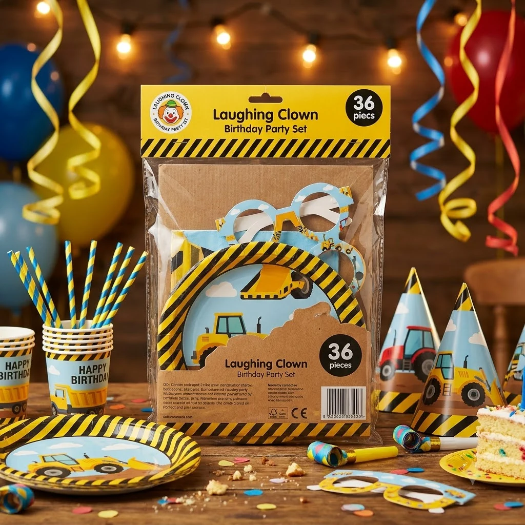 Набір паперової 36 предметів на 6 персон "Happy Birthday"Машинки"