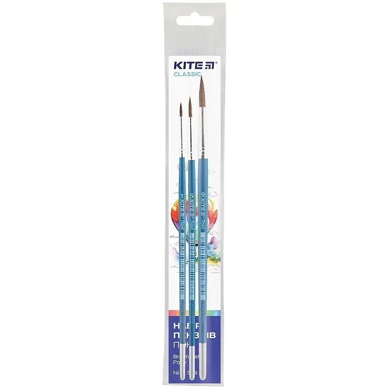 Набір пензлів Kite Classic поні круглий 1 5 9 K-341 — фото 2