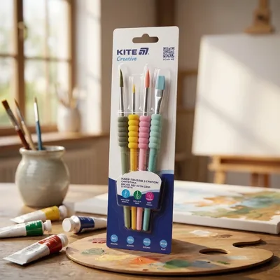 Набір пензлів Kite Creative згрипом синтетика 4 шт K-334-2